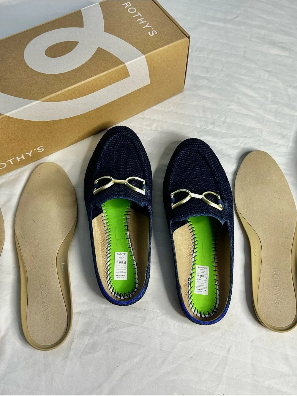 Rothy’s - The Double Bit Loafer Mule in Blue Raffia Knit in 6.5 - Picture 8 of 13